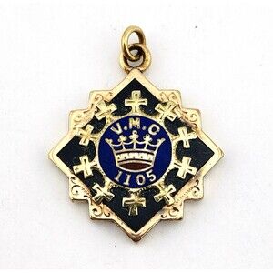 Vintage Royal Arcanum Pendant Enamel Crown VMC 1105 Fraternal Fob